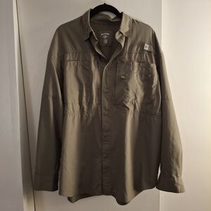 Reel Legends Men's Olive Green Long Sleeve Button-Up Shirt